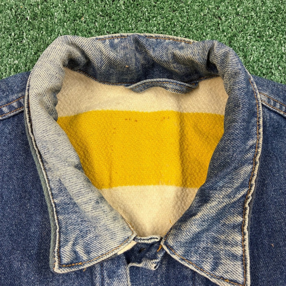 Vintage Levi's Hudson Bay Stripe Lined Jean Jacket Black Tab Usa - Picture 6 of 9